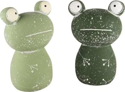 Dekoratief | Kikker m/grote ogen, groen, cement, 12x8x18cm, set van 2 stuks | A240789