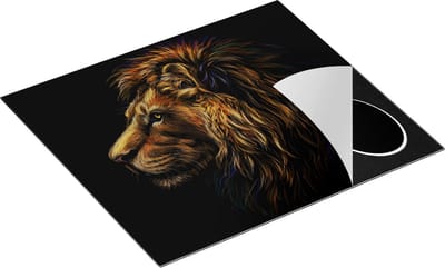 Chefcare Inductie Beschermer Getekende Leeuw - Leeuwenkop - Kleur - 60x50 cm - Afdekplaat Inductie - Kookplaat Beschermer - Inductie Mat