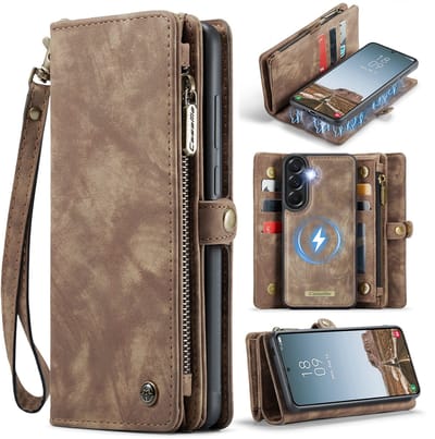 CaseMe Hoesje - Geschikt voor Samsung Galaxy A37 Hoesje - CaseMe 008 2-in-1 Book Case & Back Cover met Portemonnee - Bruin