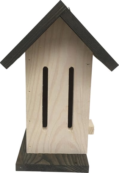 Vlinder - huis - van hout- wit met zwarte dak en zwart onderkantje - 1 stuk
