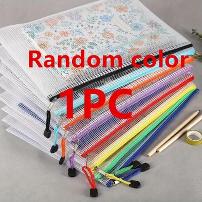 Stijlvolle A3 Grid Rits Bestandsmap - Waterdichte PVC Pennenhouder & Transparante Opbergruimte voor Facturen en Documenten, Diverse Kleuren, Creatieve Kantoorbenodigdheden red