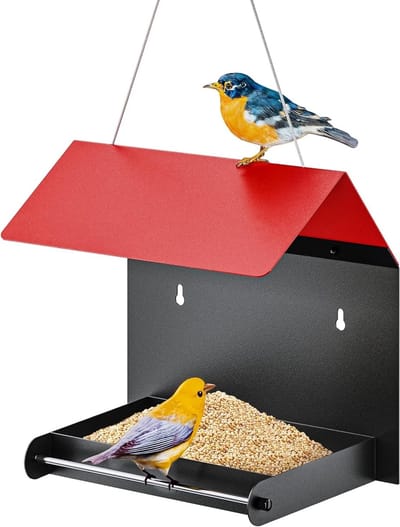 Buiten Vogelvoederhuis met Hangplatform en Afvoergaas, Weerbestendig en Geschikt voor het Aantrekken van Vogels