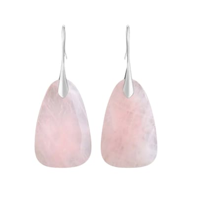 Marama - oorbellen Pink Rose - edelsteen rozenkwarts - nikkelvrij - roze - oorhangers dames