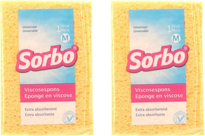 Sorbo Schoonmaak spons - 4x - 14 cm - Viscose - sponzen - schoonmaakspons - schoonmaaksponzen