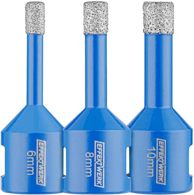 3-delige diamantboorset voor harde tegels - 6/8/10 mm - Ideaal voor beton, marmer, keramiek, graniet en porseleinen steengoed - M14-schroefdraad