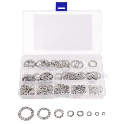 Dailygoods - Kit met Externe Tandster Borgringen - Assortiment Maten - 300 Stuks - Roestvrij Staal - DIY Bevestigingsset - Geschikt voor Di...