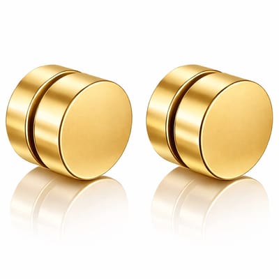 Magnetische Stud oorbellen Goudkleurig 8mm