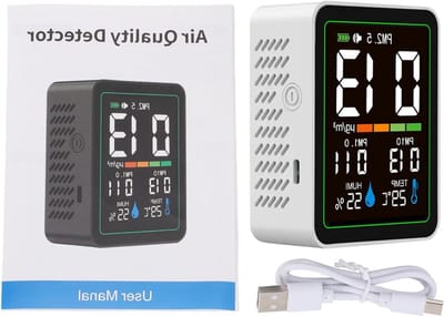 Luchtkwaliteitsmonitor - Luchtmeter Vochtigheid - Binnenklimaat Controleren - 5-in-1 Detectie - 70x35x90 mm - Wit