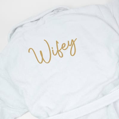 Badjas - HOGE KWALITEIT- WIFEY - badmantel - badjas vrouw - badjas dames - badstof - 100% katoen - huwelijk - trouw - cadeau - kado - moederdag - verjaardag - pensioen - Kerst - maat L/XL