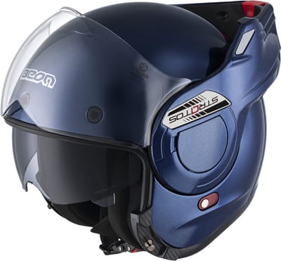BEON B707 Stratos Motorhelm - S - Systeemhelm met Zonnevizier - 180º Verstelbare integraalhelm - Jethelm - Metallic Blauw