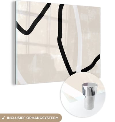MuchoWow® Glasschilderij 120x90 cm - Schilderij acrylglas - Roze - Minimalisme - Design - Foto op glas - Schilderijen