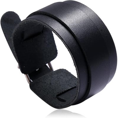 Modyle Nieuwe Mode Punk Vintage Brede Echte Leren Armband Voor Mannen Bruin Zwart Brede Leren Sieraden Pulsera Hombre black