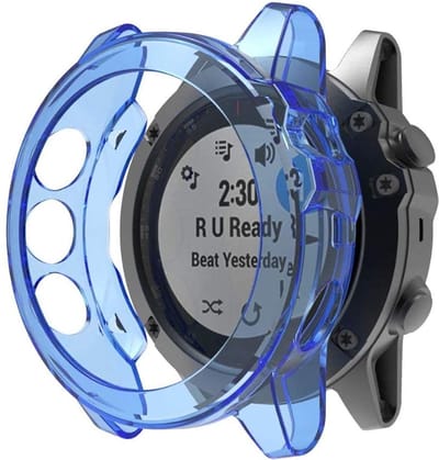 Strap-it TPU case protectie - blauw bescherm hoesje geschikt voor Garmin Fenix 5x / Fenix 5x Plus - blauwe beschermhoes voor Garmin Fenix 5X en 5X Plus