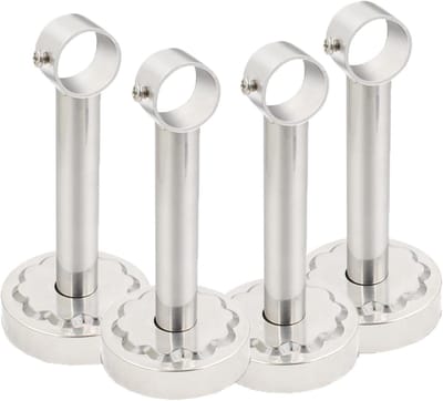 Gordijnhouders Set - Stangbeugels - Gordijnen Ophangen - Roestvrij Staal - 4 Stuks - Zilver