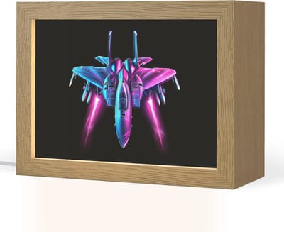 Nachtlampje 20x15 cm - Kinder lampje - Straaljager - Blauw - Kleuren - Jongens - Zwart - Tafellamp kinderkamer - Slaapkamer lamp - Bedlamp kinderen - Kinderlampje stopcontact - Wandlamp babykamer - Nachtlampjes