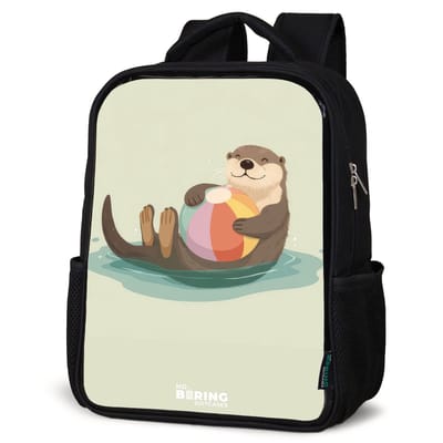 NoBoringSuitcases.com® - Rugzak zwart - Schooltas jongen & meisje - Otter in het water met een strandbal - Rugtas voor school - Boekentas kind - Schoolrugzak - Kinderrugzak