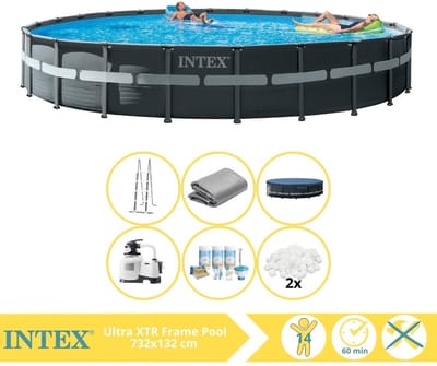 Intex Ultra XTR Frame Zwembad - Opzetzwembad - 732x132 cm - Inclusief Onderhoudspakket en Filterbollen