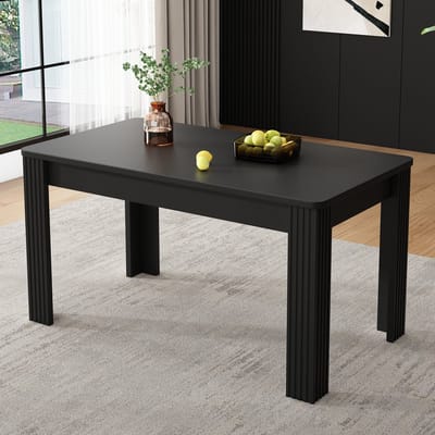 MODENUIT Eettafel - Rechthoekig Met Vier Stevige Poten - Modern Ontwerp Voor Eetkamer En Woonruimte - Spaanplaat Zwart