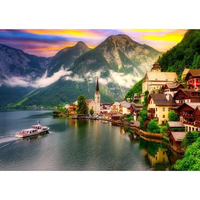 Enjoy Puzzle legpuzzel Hallstatt bij zonsondergang Oostenrijk 1000 stukjes.