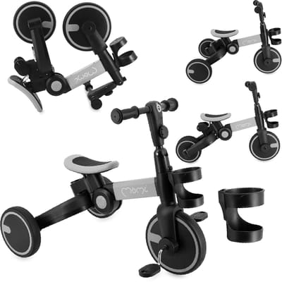 MoMi FILO - 3-in-1 Kinderfiets - Loopfiets - Driewieler - Loopauto - Opvouwbaar - Met Pedalen - Grijs