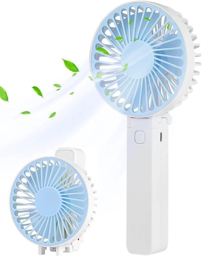 Handventilator - Draagbare Mini Ventilator - Mini Fan Oplaadbaar - 3 nelheidsinstellingen - Kleine Portable Ventilator met USB - Oplaadbaar - Opvouwbaar Ontwerp - Draadloze Tafelventilator - Ideaal voor op reis, kamperen of reizen - Blauw