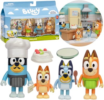 Bluey FIGUURENSET Tijd voor dessert PAVLOVA, figuren voor kinderen, BEWEEGBARE ELEMENTEN 3+