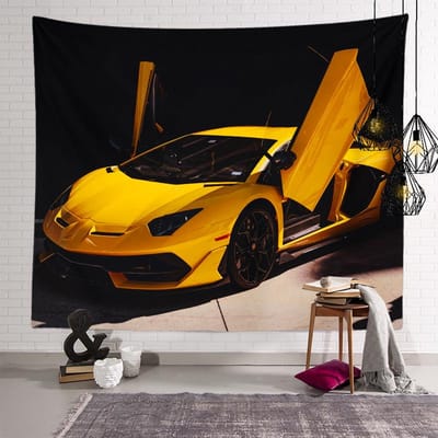 Huis achtergrondmuur auto sportwagen conceptauto studentenkamer slaapkamer wandtapijt 150X100CM