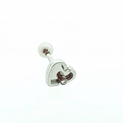 Piercing sieraden - Helixpiercing hartje zirkonia - Gemaakt van staal