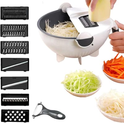 Groentenhakker - Keukenmachine - Maaltijden Bereiden - Ingebouwde Afvoermand - 22.6 cm - Grijs