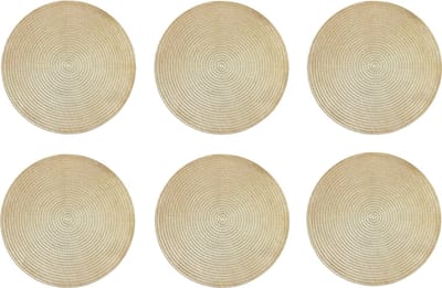 Krumble Placemat - Set van 6 - Placemats - Onderzetter - Rond - PVC - Tafelbeschermer - Onderlegger - Hittebestendig - Decoratieve placemat - Rond - Goud