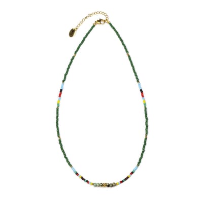 CO88 Collection 8CN-26340 Kralenketting met Miyuki Kralen - Groen en Multi Kleuren - 40+5cm - Goudkleurig Slot