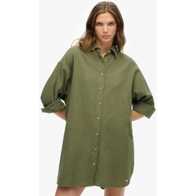 Superdry Lang Ibiza-strandoverhemd Green Grootte: 42