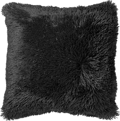 Dutch Decor FLUFFY - kussenhoes 60x60 cm - superzacht - XL kussenhoes - Raven - zwart - met rits - zonder binnenkussen