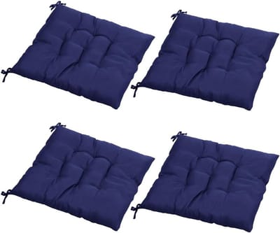 Set van 4 Stoelkussens, 40 x 40 cm, Zitkussen met Touwtjes, Tuin- en Binnenkussen voor Eetkamer en Woonkamer, Grijs