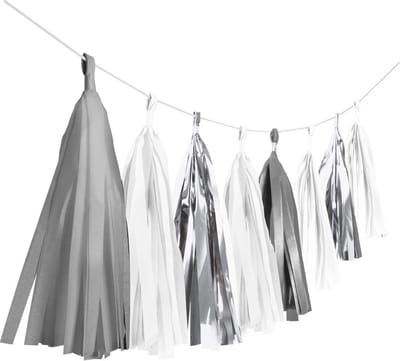 Amscan Tasselslinger 3 Meter Papier/folie Zilver/wit