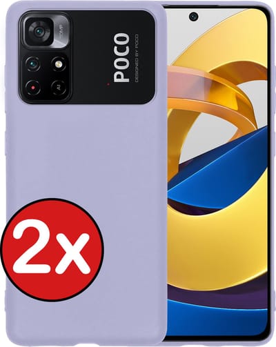 Hoesje - 2 Stuks - Geschikt voor Xiaomi Poco M4 Pro 4G - Sterk & Shockproof - Telefoonhoes - Back Cover - Case Siliconen - Telefoon Hoes - Lila