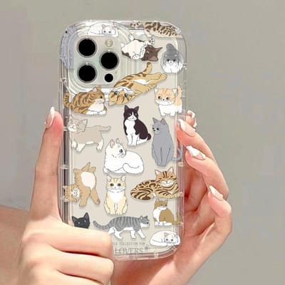 Leuke Kat Telefoonhoesje Voor iPhone 13 Hoesje iPhone 16 Pro 11 12 14 15 Pro Max 7 8 16 Plus XR XS X SE Transparant Zacht Funda Airbag Hoes For iPhone 16 Pro