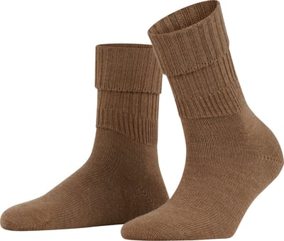 FALKE Striggings Rib eenkleurig wol sokken dames bruin - maat 35-38
