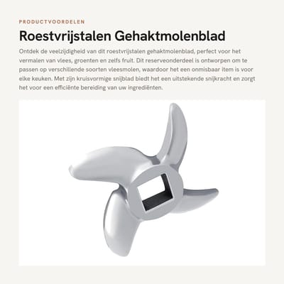 Dailygoods- Gehaktmolenblad Roestvrij Staal - Kruisvormig Snijblad - Vervangend Onderdeel - Geschikt voor Vlees en Groenten - Duurzaam en Stevig - Eenvoudige Montage - Vleesmolenmes