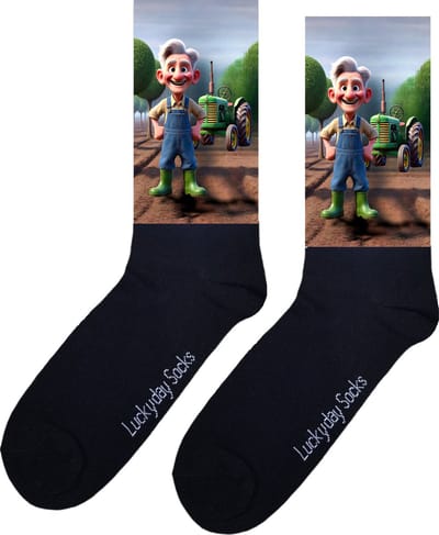 Boer - Opkikker - Grappige sokken - Valentijn cadeau - Verjaardagscadeau - Sint cadeau - Leuke sokken - Boomgaard - Vrolijke sokken - Cadeautje - Grappig cadeau - Kerst Sokken - Vaderdag - Moederdag - Kerstcadeau - Tractor - Socks maken Happy - 37-44