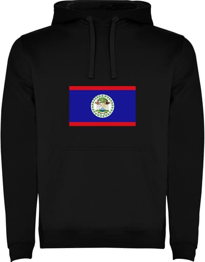 Zwarte Hoodie met Wereldse vlag land Belize Full Color Maat M