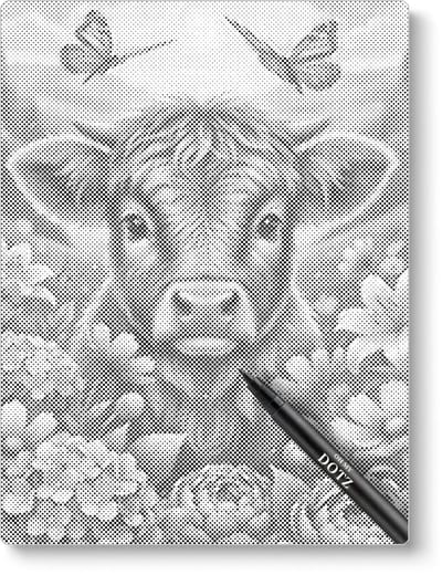 Koetje met Bloemen | Dot painting | 30x40cm | Dot painting | Oh My Dotz | Dots stippen | Diamond painting & Schilderen op nummer alternatief | Happy hobby