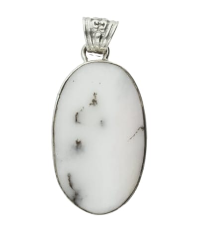 Zilveren Dendriet Opaal edelsteen ovaal groot hanger