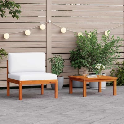 vidaXL - 2-delige - tuinloungeset - met - kussens - van - acaciahout - en - touw