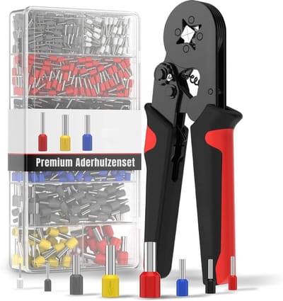 Zylo® Adereindhulstang - Adereindhulzen - Kabelschoentang - met 1800 pcs Hulzen - 25x14x6cm - Zwart