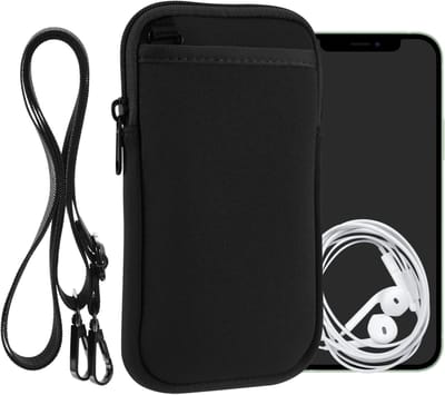 kwmobile Telefoontasje geschikt voor XXL - 7" - Universeel smartphone hoesje van neopreen - Met telefoonkoord - In zwart