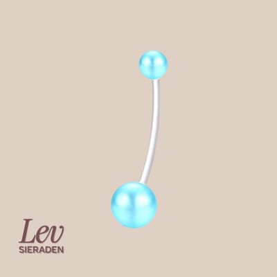 Lev Sieraden - 1.6x38mm zwangerschaps piercing - Pearly blue - UV acryl piercing - PTFE/Bioplast/Bioflex