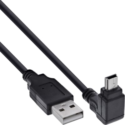 InLine USB 2.0 kabel USB A - USB B Mini 5-pins haaks 1.5m Zwart