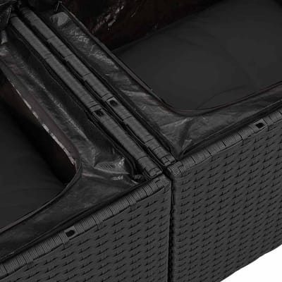 vidaXL - Tuinbank - Set - 9 - st - 8-Aantal - zitplaatsen - Zwart - Poly - rattan
