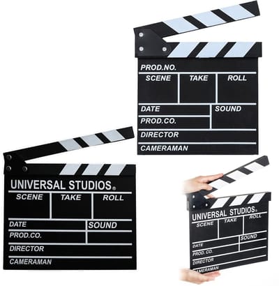Allecto - Filmklep - Regisseklep - Perfect voor hobbyfilmers - 20 x 20 cm - Beschrijfbaar - Bioscoopdecoratie - 2 stuks
